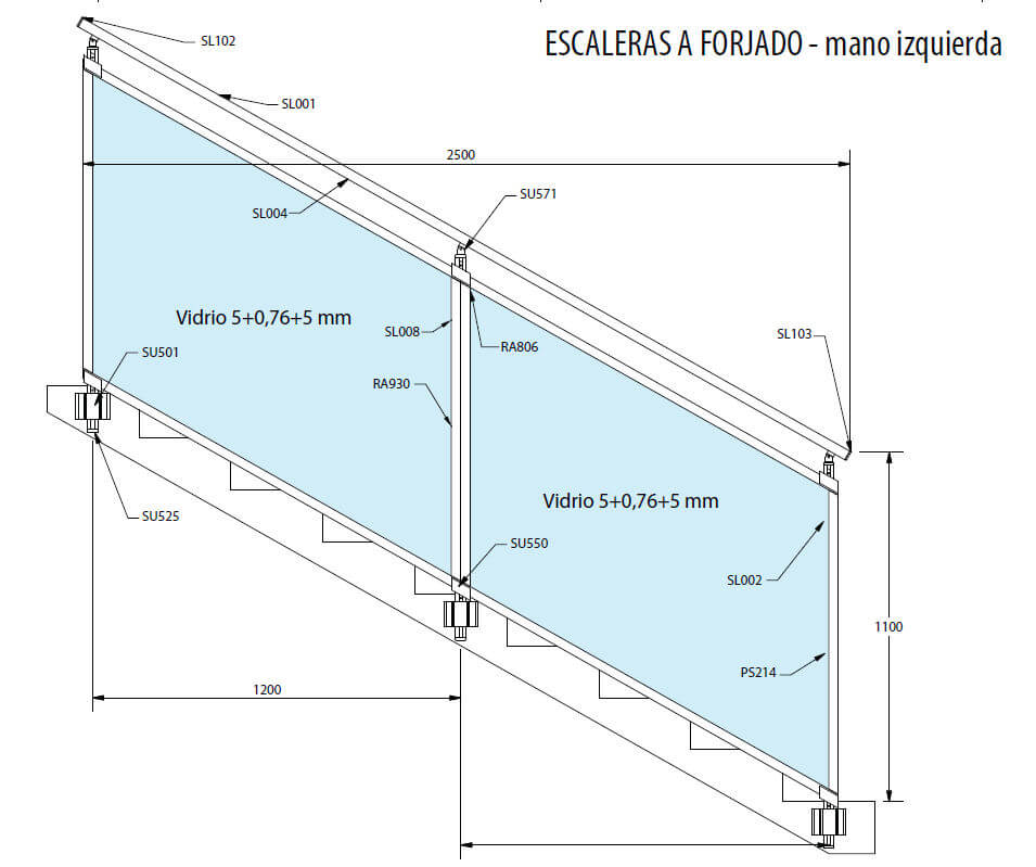 Glass Support B A Forjado Mano Izquierda maliano santander torrelavega cantabria