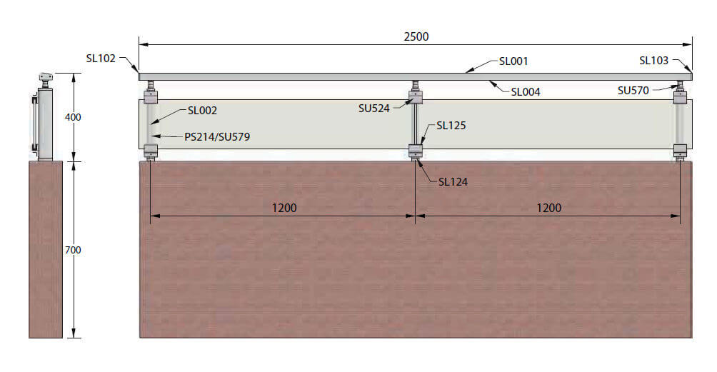 Glass Support Sobre Murete maliano santander torrelavega cantabria